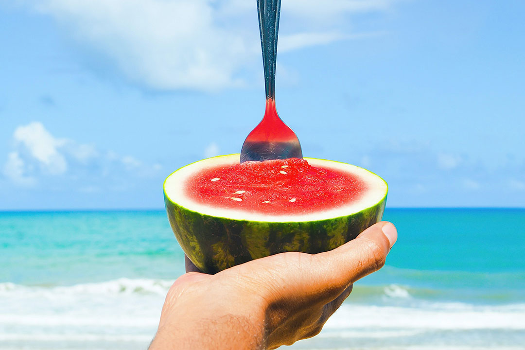 Wassermelone mit Loeffel